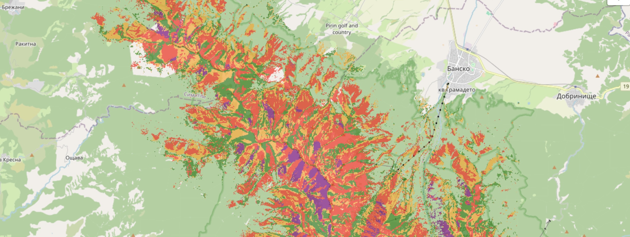 Avalanche risk map example